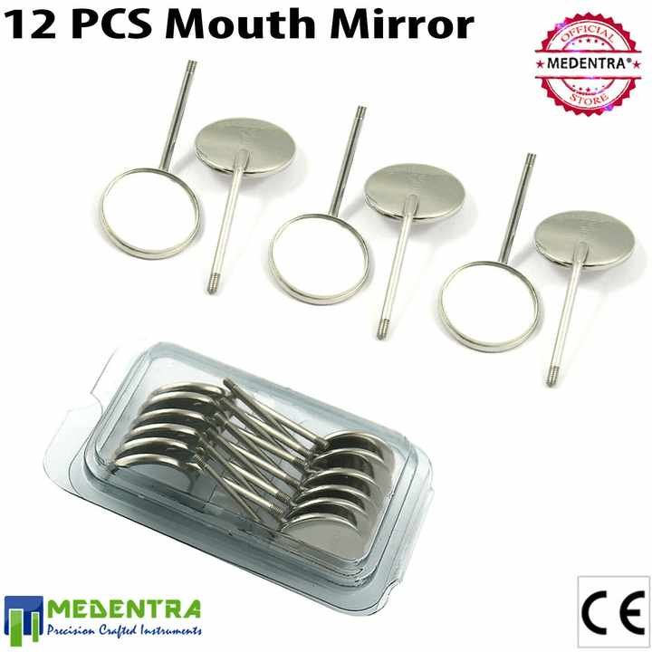 Dental Mirror Heads No. 5 Plain 12 Pcs and 1 FREE Mirror Handle Miroirs dentaires No. 5 miroirs dentaires simples 12 pieces et