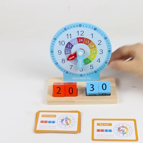 CPC CE 2022 New Wooden Early Education Alarm Clock Block Cube Cards Game Kids Baby Toy For Preschool Children Learning ToolsPopular