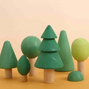 Large Grimms Rainbow Wood Blocks Stacking Toy Set Natural Wooden Forest Trees Montessori Educational Toys for Boys and Girls