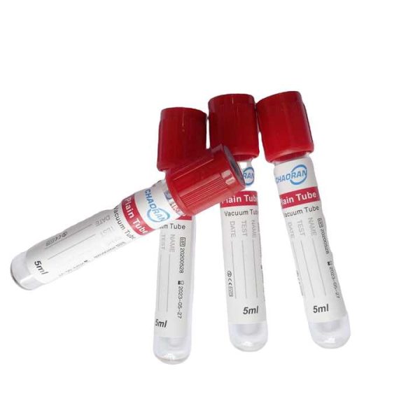 Medical Supplies Vacuum Blood Collection Red Plain Tube No Additive Tubes