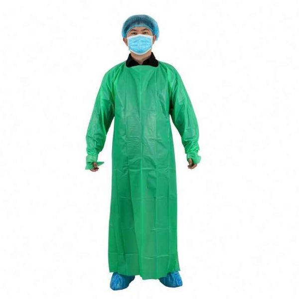 Medical Consumables Visitor apron CPE gown adult plastic apron with sleeves AAMI LEVEL 3