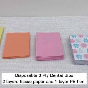 Medical consumable 2ply paper +1ply PE film dental bibs