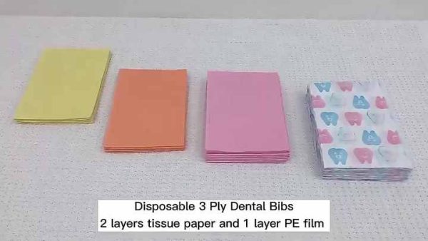 Medical Consumables Pink white blue purple Dental Bibs Disposable Patient Dental Bib