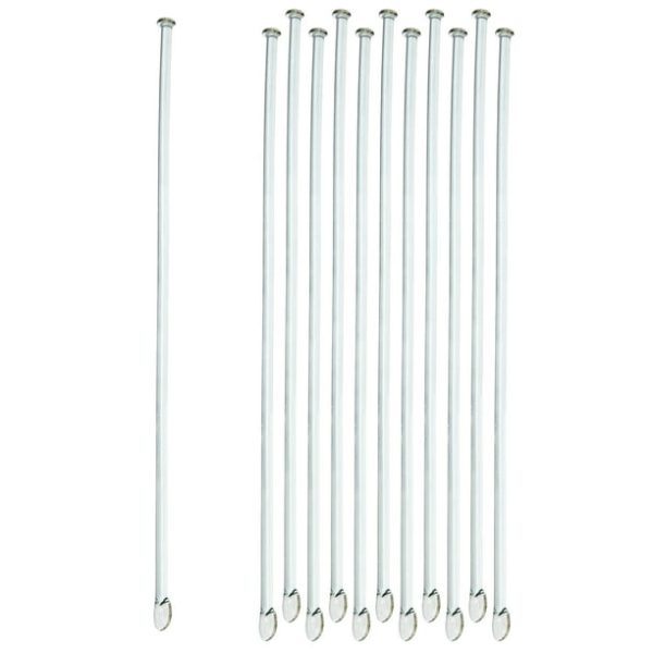 10PK Glass Stirring Rods, 11.8" - Spade & Button Ends, 6mm Diameter - Excellent for Laboratory or Home Use - Borosilicate 3.3 Glass - Eisco Labs