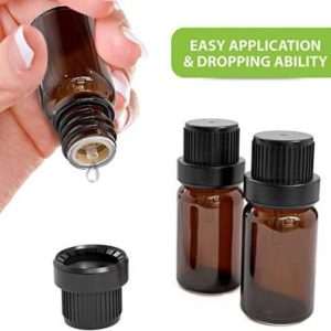 HOMEOTRADE Amber Glass Bottles for Essential Oils-12PCS 15mL & Orifice Reducer Dropper Cap Laboratory Dropper Bottle  (Glass 15 ml Pack of12)