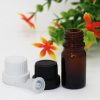 HOMEOTRADE Amber Glass Bottles for Essential Oils 4PCS 15mL with WHITE FLAT Cap Laboratory Dropper Bottle  (Glass 15 ml Pack of4)