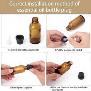 HOMEOTRADE Amber Glass Bottles for Essential Oils-8PCS 100mL & Orifice Reducer Dropper Cap Laboratory Dropper Bottle  (Glass 100 ml Pack of8)