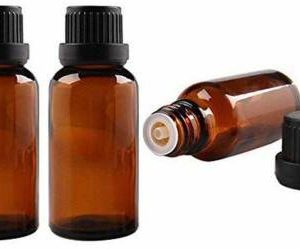 HOMEOTRADE Amber Glass Bottles for Essential Oils-8PCS 50mL & Orifice Reducer Dropper Cap Laboratory Dropper Bottle  (Glass 50 ml Pack of8)