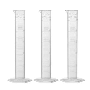 50ml Laboratory Measurements Clear White Plastic Graduated Cylinder 3 Pcs