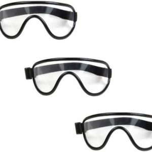 Uniqon FES0030-02 (Set Of 3 Pcs) High Quality Elastic Band Grip Anti-Fog Clear Lens Black Frame Chemical Splash Eye Protective Shield Lightweight Transparent Wide-Vision Laboratory, Power Tool, Welding, Wood-working  Safety Goggle  (Free-size)