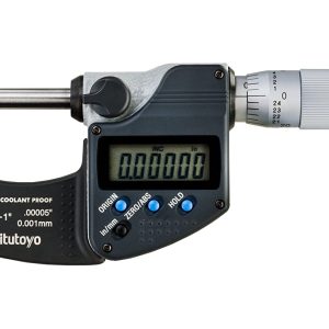 Mitutoyo Digimatic Coolant-proof Micrometer, IP-65, 0-1″/25.4mm, 293-344-30