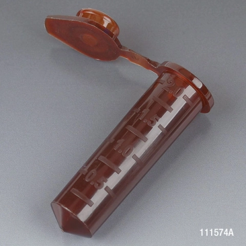 Globe Scientific Tube, 2.0mL, PP, Attached Snap Cap AMBER 500/Stand Up Zip Lock Bag Bag/500 111574A