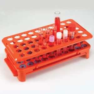 Globe Scientific 15mm Rack with Grippers and Tube Eject 50-Place Orange 456926