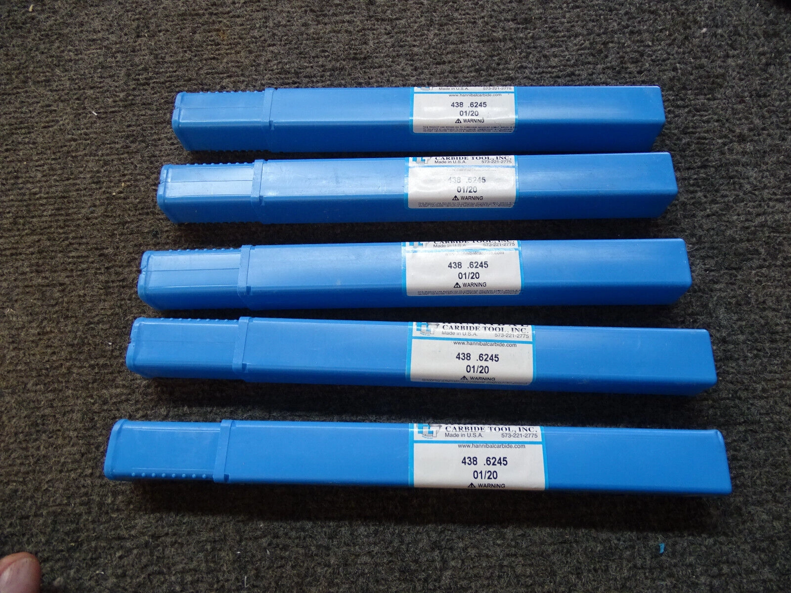 5 pcs Hannibal 438 .6245 Carbide Tip Reamer .6245"