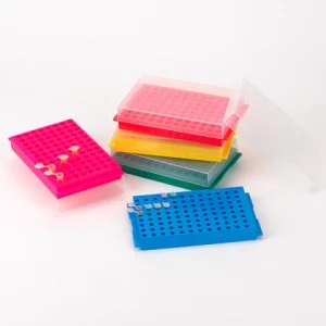 Globe Scientific Reversible Rack with Cover for Micro Tubes, 96-Place for 1.5mL Natural PK/5 456355C