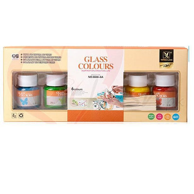 25ml Glass Paint Colours - 6 Bottles