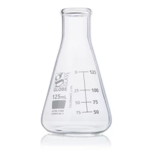 Globe Scientific 125mL Erlenmeyer Flask Globe Glass Narrow Mouth 12/Box 8400125