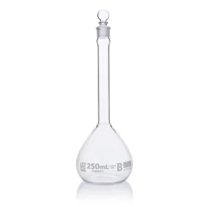 Globe Scientific 250mL Volumetric Flask Globe Glass Class B 6/Box 8250250