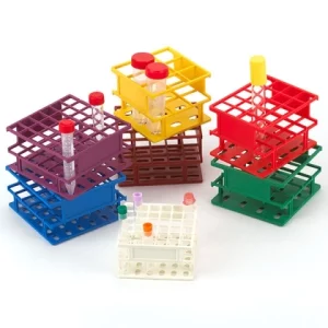 Globe Scientific 30mm Wireless Tube Rack, Half Size: 9-Place, Nylon, Blue 456845B