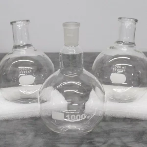 Lot of 3 1000mL Boiling Flask 2x Round Bottom and 1x 3.3 Boro Flat Bottom Flask