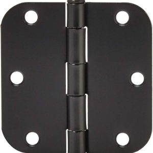 Amazon Basics Rounded 5/8 Radius interior, 3.5" x 3.5" Door Hinges, 18 Pack, Matte Black
