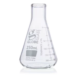 Globe Scientific 250mL Erlenmeyer Flask Globe Glass Narrow Mouth 12/Box 8400250
