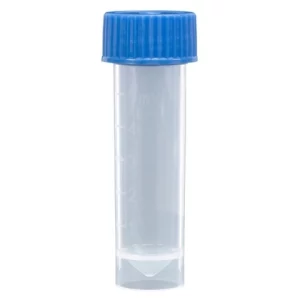 Globe Scientific 5mL, Transport Tube with Separate Screw Cap, PP, Self-Standing Blue CS/1000 6101B