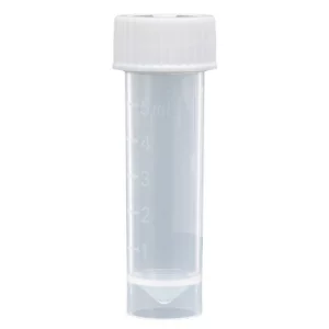 Globe Scientific 5mL, Transport Tube with Attached Screw Cap, PP, Self-Standing White CS/1000 6101C