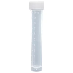 Globe Scientific 10mL, Transport Tube with Attached Screw Cap, PP, Self-Standing White CS/1000 6102C