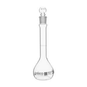 Eisco 50ml Volumetric Flask Class A, ASTM - Single, White Graduation - Eisco Labs CH0441BWT