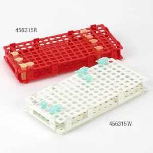 Globe Scientific Rack Snap Together for 1.5mL and 2.0mL Microcentrifuge Tube 128Place White 456315W