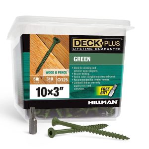 Deck Plus Deck Screws, #10 x 3" Self Drilling Screws, Green, 5 lb Box, Rust Resistant, T25 Star Bit