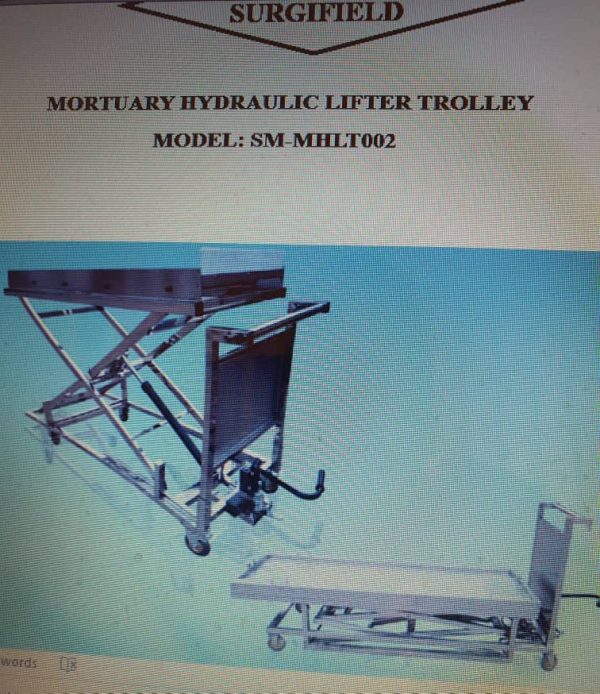 Mortuary Hydraulic Lifter Trolley Model SM-MHLT-002