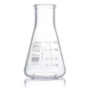 Globe Scientific 125mL Erlenmeyer Flask Globe Glass Wide Mouth 12/Box 8410125