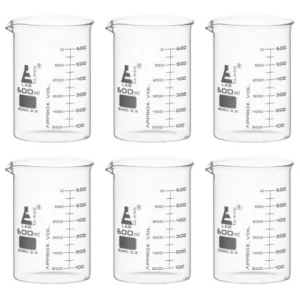 Eisco 600ml Beakers ASTM - Low Form, Dual Scale Graduations - Borosilicate Glass 6PK CH0124GPK6
