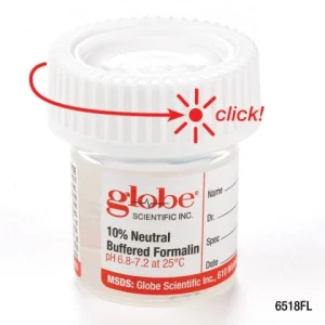 Globe Scientific Pre-Filled Click Close Container: 20mL (0.67oz) PP Filled with 10mL Case/96 6518FL