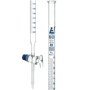 Eisco 50ml Burette Class B, DIN ISO 385, Borosilicate Glass, 0.10ml Graduations - Eisco Labs CH0236G