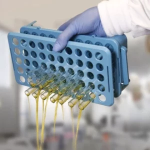 Globe Scientific 15mm Rack with Grippers and Tube Eject,50-Place, Blue 456925