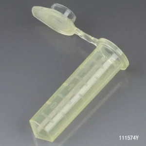 Globe Scientific Tube, 2.0mL, PP Attached Snap Cap YELLOW 500/Stand Up Zip Lock Bag Bag/500 111574Y