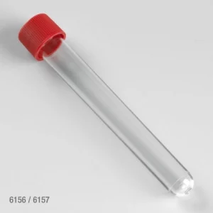 Globe Scientific Test Tube with Attached Red Screw Cap PS STERILE 150/Bag, 5 Bags/Case Case/750 6156