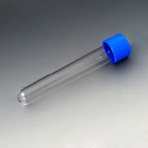Globe Scientific Test Tube with Attached Blue Screw Cap, 16 x 100mm (10mL), PS 6150