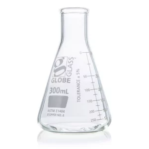 Globe Scientific 300mL Erlenmeyer Flask Globe Glass Narrow Mouth 12/Box 8400300