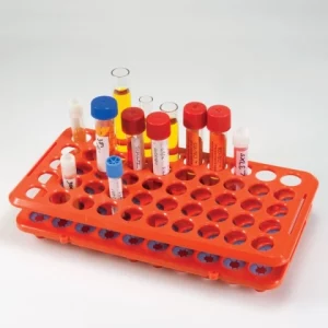 Globe Scientific 17mm Rack with Grippers 50-Place Orange 456921