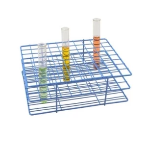 Eisco 8x10 Format Blue Epoxy Coated Steel Wire Test Tube Rack, 80 Holes CH182015G