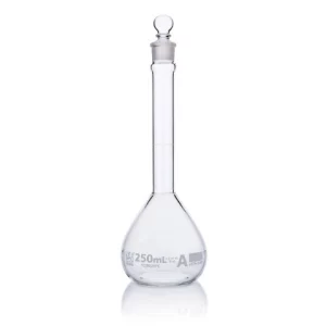 Globe Scientific 250mL Volumetric Flask, Globe Glass, Class A, Wide Mouth, 6/Box 8230250