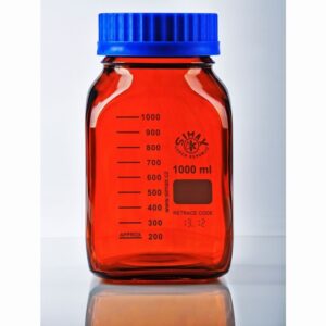 Amber Square Laboratory Reagent Bottle Clear Glass