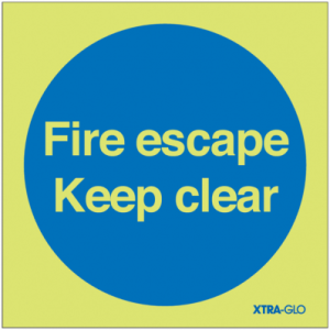 Fire Escape Keep Clear-Photoluminescent