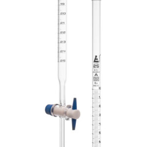 EISCO Borosilicate Burette, Straight Bore, PTFE Stopcock - 25mL - Class A, Blue graduation