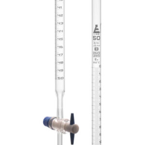 Burettes - PTFE Key stopcock Class 'B' 50 ml White graduation