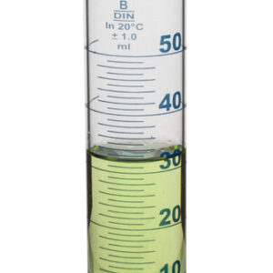 Measuring Cylinder, 50ml - Class B - Squat Form, Blue Graduations - Borosilicate Glass - Eisco Labs